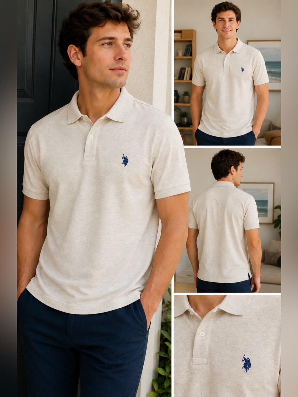 U.S. Polo Assn. Ultimate Pique Polo Shirt Men’s S Oatmeal Cream NWT